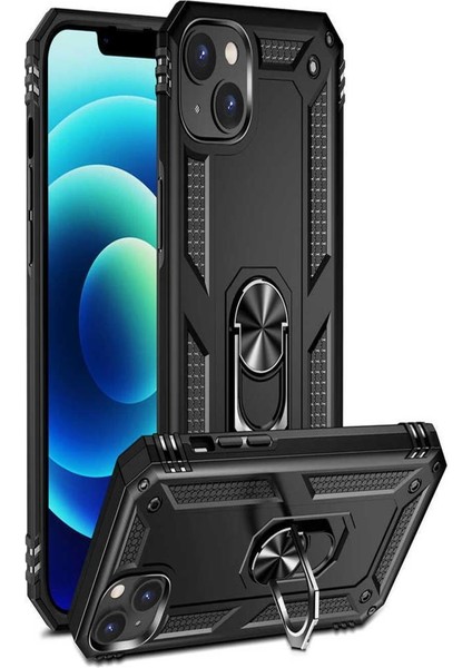 Apple iPhone 14 Plus Kılıf Yüzüklü Standlı Manyetikli Armor Zırh