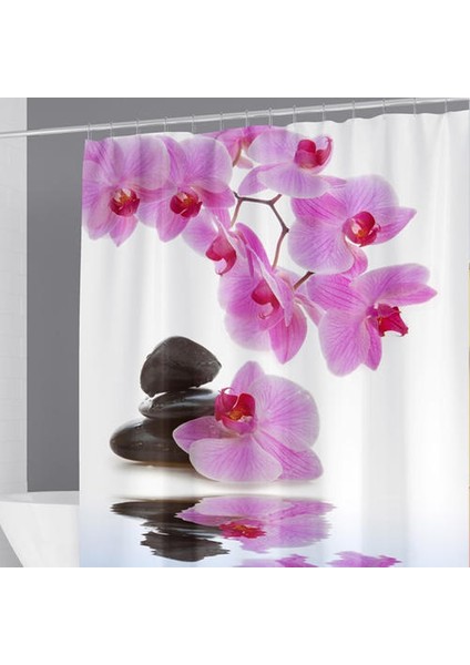 Zen Sessiz Akan Su Çakıli Duş Perdesi Polyester Su Geçirmez Ev Dekoru Perde Kanca ile Yıkanabilir 180 * 200 cm Duş Perdeleri (Yurt Dışından)