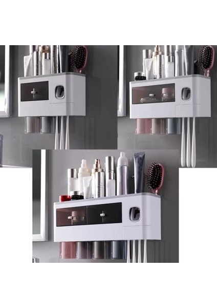 Diş Fırçaları ve Yapıştır Banyo Aksesuarları Desteği Diş Fırçası Tutucu Ev Eşyaları Diş Fırçası Tutucu Banyo Seti (Yurt Dışından)