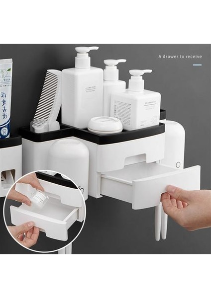 Çekmece Diş Fırçası Tutucu Çift Katmanlı Yüksek Kapasiteli Depolama Ev Banyo Aksesuarları Toz Geçirmez Otomatik Diş Macunu Dispenseri (Yurt Dışından) fiyatları