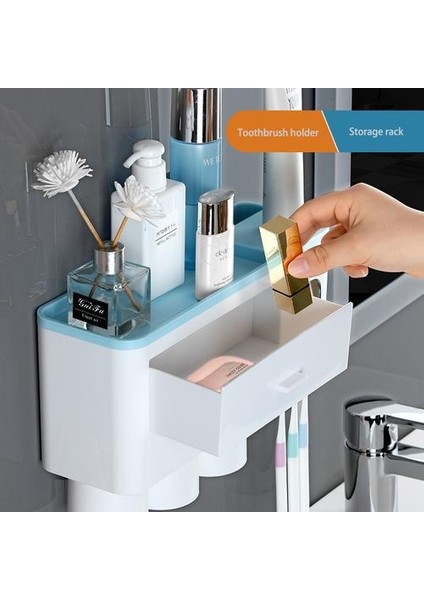 Toz Geçirmez Diş Fırçası Tutucu Yüksek Kapasiteli Diş Macunu Depolama Banyo Aksesuarları Otomatik Uygun Diş Macunu Dağıtıcı (Yurt Dışından)