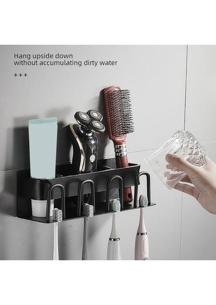 Alüminyum Alaşım Duvara Monte Diş Fırçası Tutucu Diş Macunu Raf Banyo Ev Diş Fırçası Tutucu Banyo Aksesuarları (Yurt Dışından)
