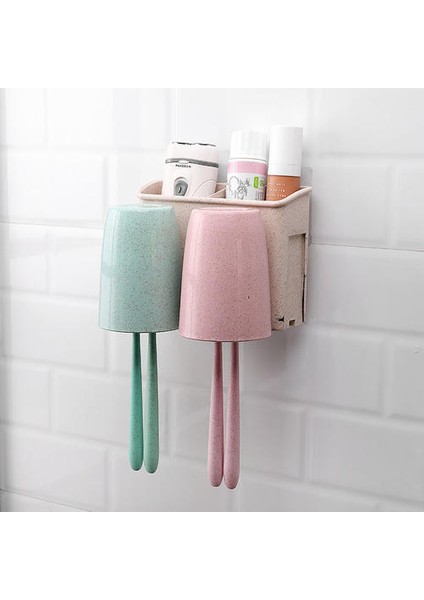 2 Kupalar Çocuk Organizatör Diş Fırçası Tutucu Kalıp Durumda Minimalist Diş Fırçası Tutucu Fincan Duvar Montaj Banyo Seti (Yurt Dışından)