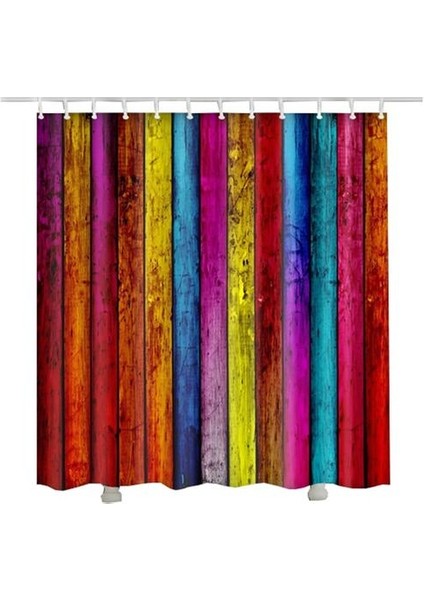 Ahşap Duş Perdesi Yeni Varış Tasarım Renkli Gökkuşağı Ahşap Kapı Banyo Perdesi (90 * 180 Cm) (Yurt Dışından)