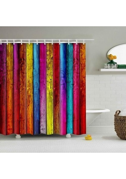 Ahşap Duş Perdesi Yeni Varış Tasarım Renkli Gökkuşağı Ahşap Kapı Banyo Perdesi (90 * 180 Cm) (Yurt Dışından) fiyatları