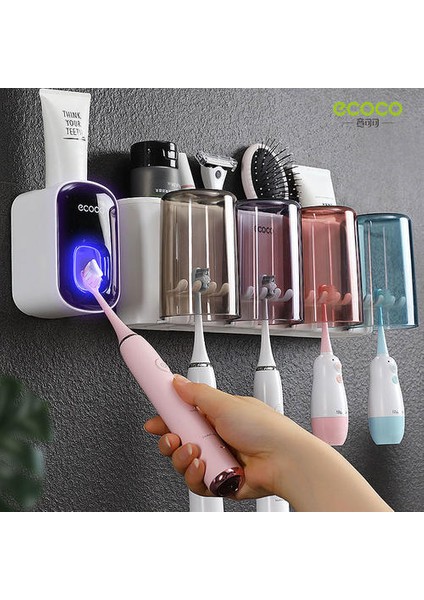 Duvar Montajı Diş Fırçası Tutucu Otomatik Diş Macunu Sıkacağı Dağıtıcı Çok Fonksiyonlu Banyo Aksesuarları Organizatör Raf (Yurt Dışından) modelleri