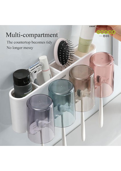 Duvar Montajı Diş Fırçası Tutucu Otomatik Diş Macunu Sıkacağı Dağıtıcı Çok Fonksiyonlu Banyo Aksesuarları Organizatör Raf (Yurt Dışından) fırsatları