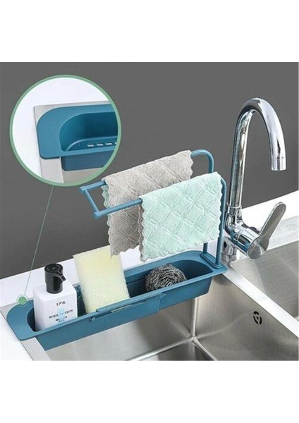 Teleskopik Lavabo Raf Sabun Sünger Drenaj Raf Depolama Sepeti Çanta Musluk Tutucu Ayarlanabilir Banyo Tutucu Lavabo Mutfak Accessorie | Raflar ve tutucular (50 * 8.5cm) (Yurt Dışından)