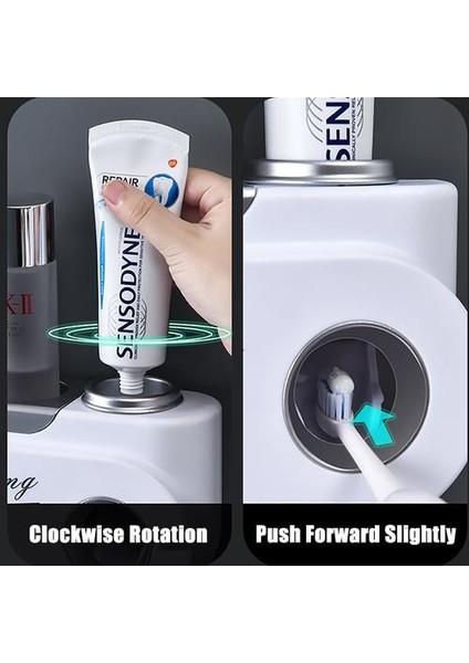 Çok Asılı Diş Fırçası Tutucu Otomatik Diş Macunu Sıkacağı Dağıtıcı Makyaj Depolama Raf Banyo Aksesuarları Setleri Ev Eşyaları (Yurt Dışından) fırsatları
