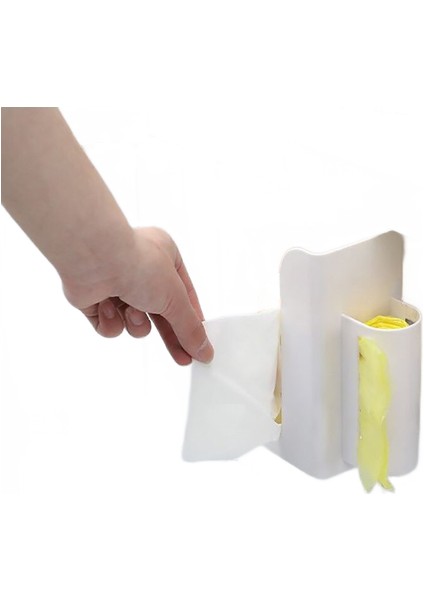 Duvara Monte Kendinden Yapışkanlı Doku Kutusu Peçete Tutucu Plastik Çöp Çantası Dispenser Depolama Raf Banyo Organizatör | Doku Kutuları (Yurt Dışından)