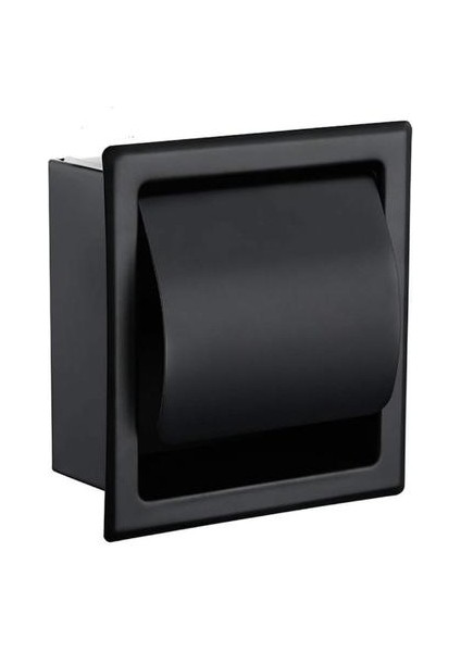 Siyah Gömme Tuvalet / Doku Kağıt Tutucu Tüm Metal Konstrüksiyon 304 Paslanmaz Çelik Çift Duvar Banyo Rulo Kağıt Kutusu (Siyah) (Yurt Dışından)