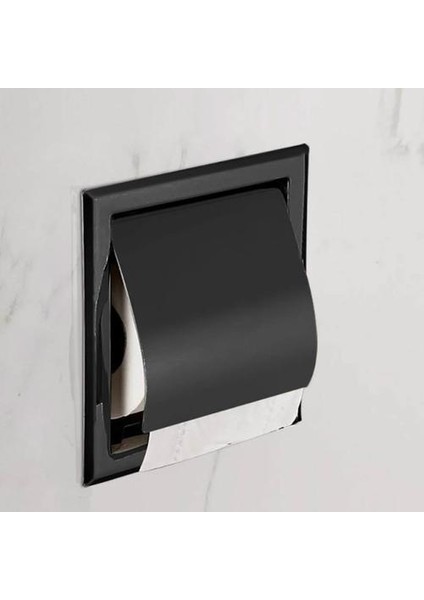Siyah Gömme Tuvalet / Doku Kağıt Tutucu Tüm Metal Konstrüksiyon 304 Paslanmaz Çelik Çift Duvar Banyo Rulo Kağıt Kutusu (Siyah) (Yurt Dışından) modelleri