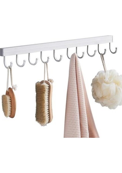 Alüminyum Havlu Kanca Banyo Mutfak Duvar Asılı Kapı Geri Satır Kanca Ceket Askı Ücretsiz Punch (50CM) (Yurt Dışından)