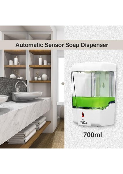700 ml Otomatik Sıvı Sabunluk Pil Powered Kamu Akıllı Sensör El Yıkama Mutfak Banyo Aksesuarları Seti | Sıvı Sabunluk (Yurt Dışından)