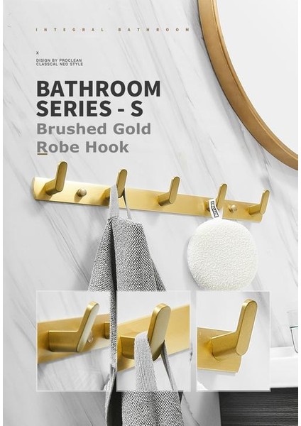 Altın Fırçalanmış Bornoz Kanca Kanca Havlu Askı Duvar Kancaları Banyo Donanım Kanca Kapı Kanca | Bornoz Kanca (Yurt Dışından) fiyatları