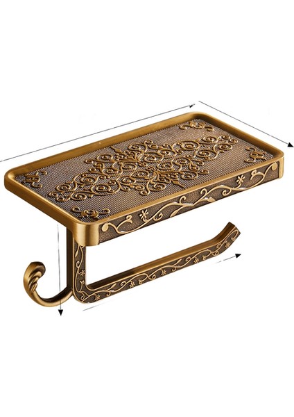 Banyo Rafları Antik Bronz Oyma Tuvalet Rulo Kağıt Raf Telefon Raf Duvara Monte Banyo Kağıt Tutucu E654 (Altın) (Yurt Dışından)