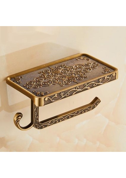 Banyo Rafları Antik Bronz Oyma Tuvalet Rulo Kağıt Raf Telefon Raf Duvara Monte Banyo Kağıt Tutucu E654 (Altın) (Yurt Dışından) fırsatları