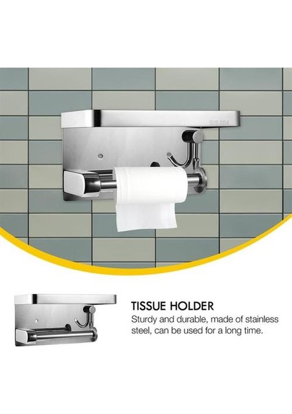 Haitun Paslanmaz Çelik Doku Tutucu Duvara Monte Rulo Kağıt Tutucular Tuvalet Rulo Kağıt Depolama Raf Punch Ücretsiz Havlu Tutucu (Gümüş) (Yurt Dışından)