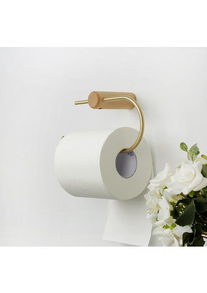 Banyo Tuvalet Kağıdı Tutucu Duvara Dağı Doku Rulo Askı Banyo Aksesuarları Duvar Kağıdı Porta Papel Higienico Ahşap Bakır (Kahverengi) (Yurt Dışından)
