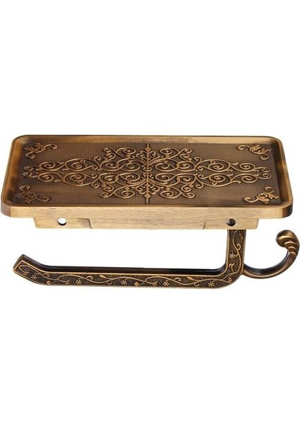 Antik Oyma Çinko Alaşım Banyo Kağıdı Cep Telefonu Tutucu Raf Banyo Havlu Rack ile Tuvalet Kağıdı Tutucu Doku Kutuları (Altın) (Yurt Dışından)