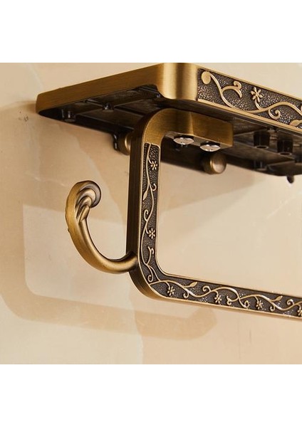 Antik Oyma Çinko Alaşım Banyo Kağıdı Cep Telefonu Tutucu Raf Banyo Havlu Rack ile Tuvalet Kağıdı Tutucu Doku Kutuları (Altın) (Yurt Dışından) modelleri