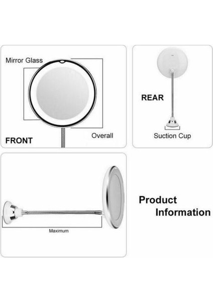 10X Büyüteç LED Ayna 360 Rotasyon Esnek Yere Aydınlatan Banyo Makyaj Tıraş Aynası Ayarlanabilir Bükülebilir Yere Aynası (Yurt Dışından) fiyatları
