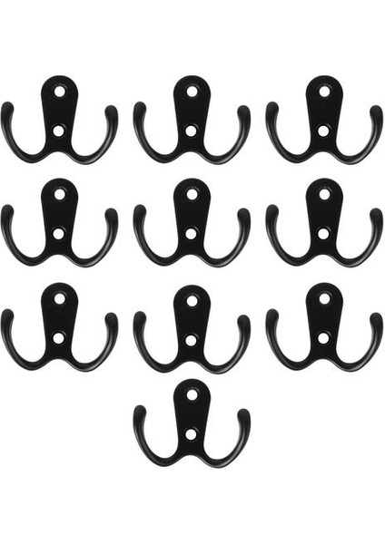 10 Adet 2 Pronged Ceket Kanca Duvara Monte 2 Delik Havlu Askısı Palto Şapka Giyim (Siyah) | Robe Hooks (Yurt Dışından) fiyatları