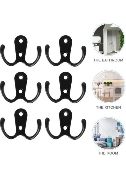 10 Adet 2 Pronged Ceket Kanca Duvara Monte 2 Delik Havlu Askısı Palto Şapka Giyim (Siyah) | Robe Hooks (Yurt Dışından) fırsatları