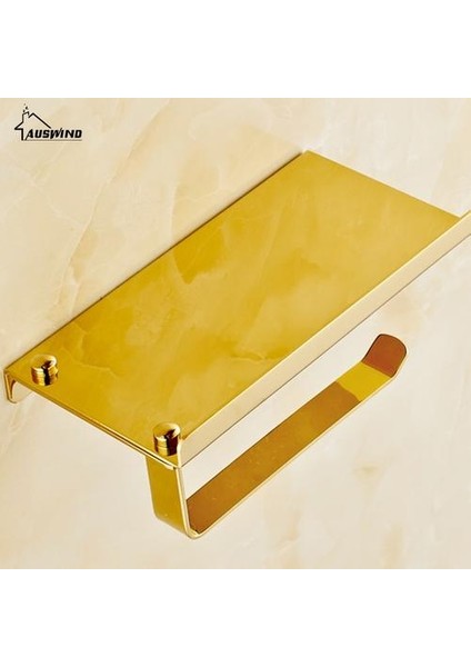 Altın Tuvalet Kağıdı Tutucu Paslanmaz Çeliğine Dayanıklı Doku Kağıt Raf Telefon Tutucu ile Lehçe Finis Banyo Aksesuarları Seti (Altın) (Yurt Dışından) modelleri