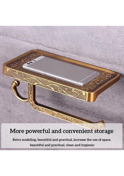 Tuvalet Kağıdı Tutucu Vintage Metal Mutfak Kağıt Tutucu Rulo Doku Raf Duvara Monte Banyo Tuvalet Havlu Retro Depolama Raf (Altın) (Yurt Dışından) fırsatları