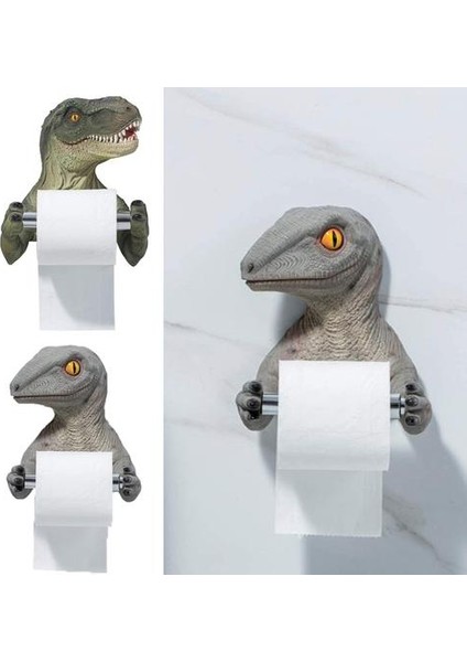 Doku Kutusu Yaratıcı Reçine Duvar Rafı Tuvalet Kağıdı Tutucu Karikatür Dinozor Havlu Askısı Yatak Odası Rulo Tutucu Heykeli Banyo Dekor (Yeşil) (Yurt Dışından)