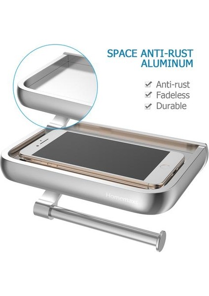 Duvar Montaj Tuvalet Kağıdı Tutucu Alüminyum Doku Kağıt Raf Tuvalet Rulo Dağıtıcı ile Telefon Depolama Raf Banyo Organizatör Için (Gümüş) (Yurt Dışından)