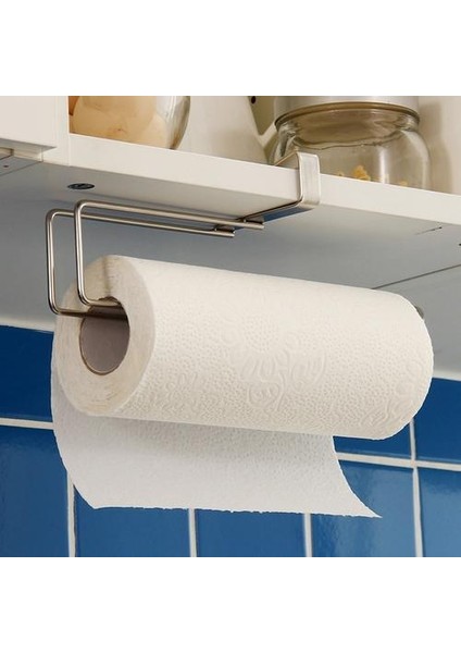 Mutfak Kağıdı Tutucu Askı Doku Rulo Havlu Raylı Banyo Lavabo Organizatör Kapı Depolama Kancası WJ508 (Gümüş) (Yurt Dışından)