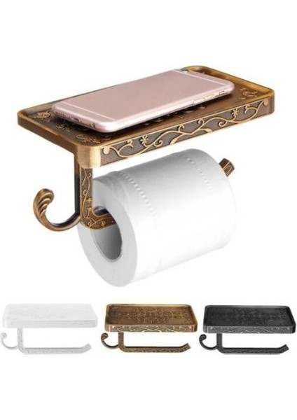Antik Pirinç Tuvalet Kağıdı Tutucu Banyo Mobil Tutucu Tuvalet Kağıt Rulo Tutucu Banyo Depolama Raf Aksesuar Wf (Altın) (Yurt Dışından)