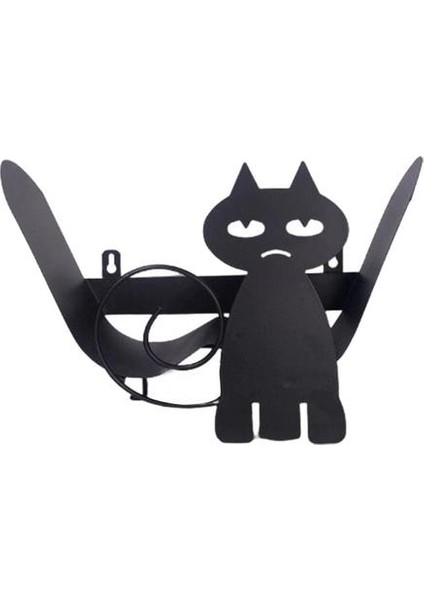 Tuvalet Rulo Kağıt Tutucu Havlu Demir Kedi Depolama Raf Yenilik Tuvalet Doku Tutucular Banyo Kağıt Depolama Tozu Organizasyon (Siyah) (Yurt Dışından)