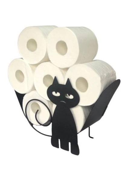 Tuvalet Rulo Kağıt Tutucu Havlu Demir Kedi Depolama Raf Yenilik Tuvalet Doku Tutucular Banyo Kağıt Depolama Tozu Organizasyon (Siyah) (Yurt Dışından) modelleri