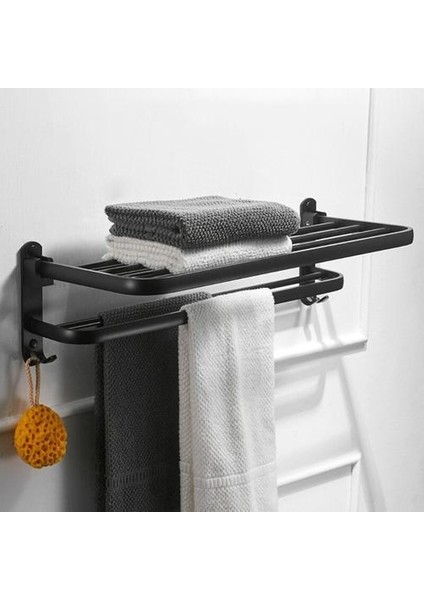 Uzay Alüminyum Siyah Havlu Askısı Duvara Monte Katlanır Havlu Tutucu Saklama Raf Kanca Banyo Aksesuarları | Havlu Rafları (Yurt Dışından) modelleri