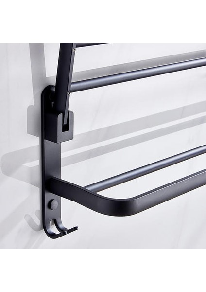 Yumruk Ücretsiz Banyo Havlu Askulu Yapışkan Duvara Monte Siyah Alüminyum Depolama Raf Kanca ile Duş Odası Aksesuarları | Havlu Rafları (Yurt Dışından) fiyatları