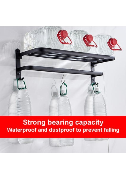Yumruk Ücretsiz Banyo Havlu Askulu Yapışkan Duvara Monte Siyah Alüminyum Depolama Raf Kanca ile Duş Odası Aksesuarları | Havlu Rafları (Yurt Dışından) modelleri