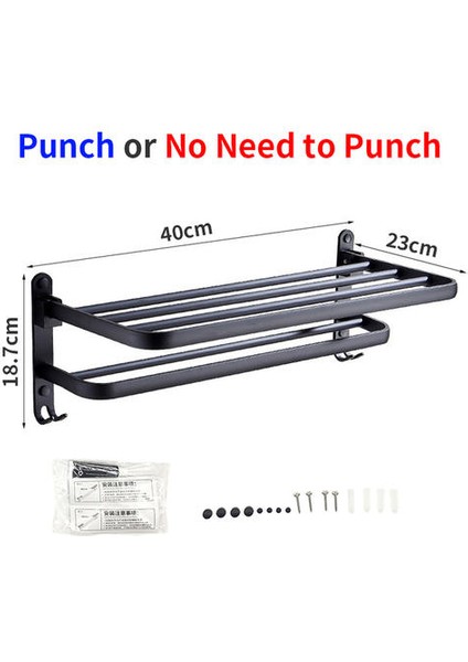 Yumruk Ücretsiz Banyo Havlu Askulu Yapışkan Duvara Monte Siyah Alüminyum Depolama Raf Kanca ile Duş Odası Aksesuarları | Havlu Rafları (Yurt Dışından) fırsatları