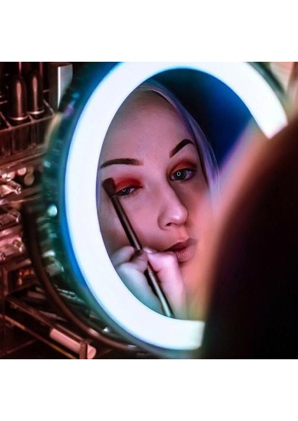 10X LED Işıklar Yüksek Büyütme Büyüteç LED Makyaj Aynası Banyo Vanity Ayna Güçlü Vantuz Seyahat Ayna (Yurt Dışından)