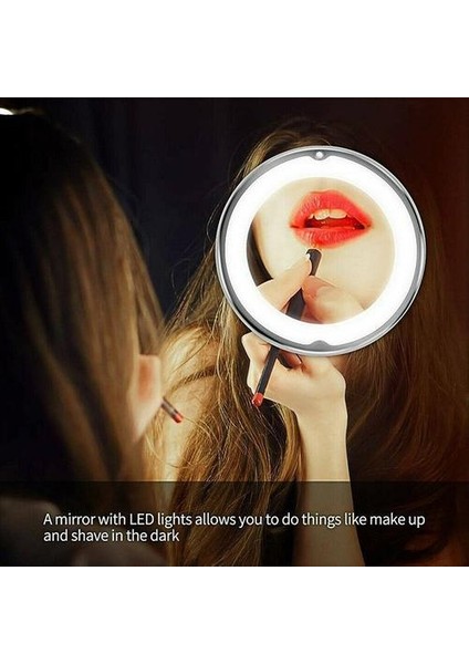 10X LED Işıklar Yüksek Büyütme Büyüteç LED Makyaj Aynası Banyo Vanity Ayna Güçlü Vantuz Seyahat Ayna (Yurt Dışından)