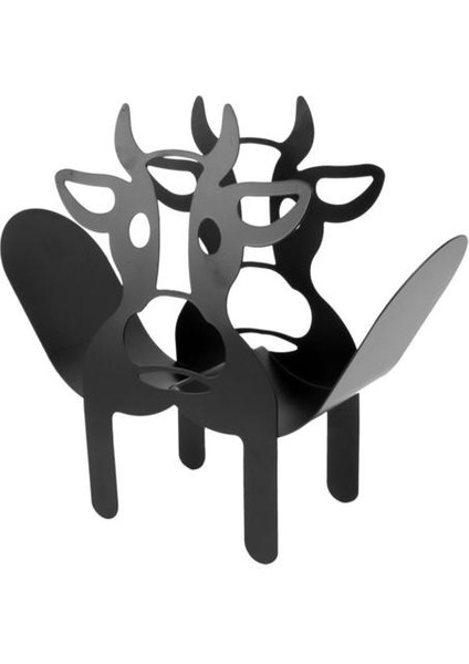 Siyah Inek Tuvalet Rulo Kağıt Tutucu Ücretsiz Ayakta Banyo Doku Depolama Hediye (Siyah) (Yurt Dışından)