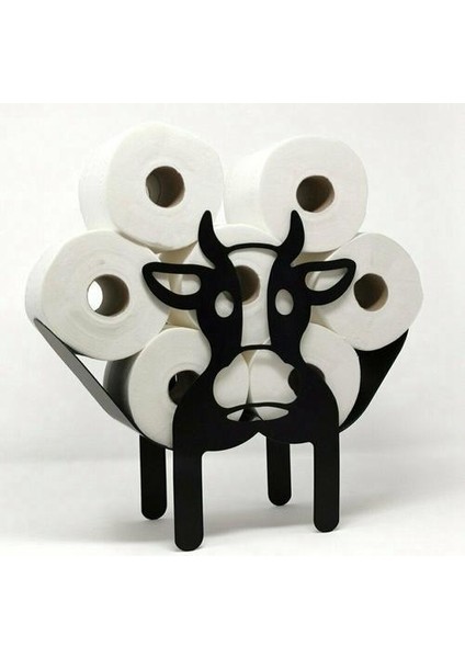 Siyah Inek Tuvalet Rulo Kağıt Tutucu Ücretsiz Ayakta Banyo Doku Depolama Hediye (Siyah) (Yurt Dışından) fırsatları