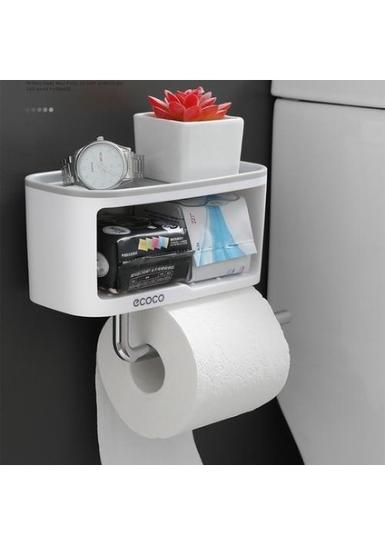 Çok Işlevli Tuvalet Kağıdı Tutucu Yaratıcı Çift Katmanlı Tuvalet Rulo Tutucu Mutfak Banyo Raf Kağıdı Tutucu (Gri) (Yurt Dışından)