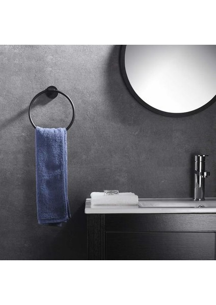 Paslanmaz Çelik Havlu Yüzük Tırnak Ücretsiz Siyah Banyo Havlusu Yüzük Banyo Aksesuarları Basit Havlu Askısı Banyo Havlu Asılı Yüzük | Havlu Yüzükler (Şerit) (Yurt Dışından) modelleri