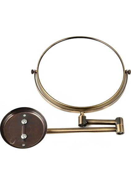 Banyo 8 Inç Yuvarlak 2 Yan Büyüteç Makyaj Aynası Pirinç Bronz Duvar Aynası (Yurt Dışından)