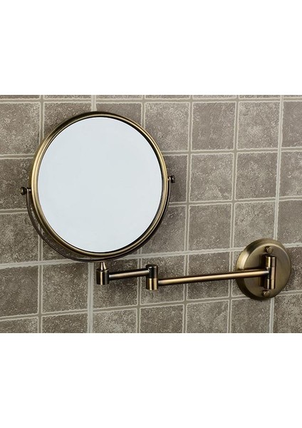 Banyo 8 Inç Yuvarlak 2 Yan Büyüteç Makyaj Aynası Pirinç Bronz Duvar Aynası (Yurt Dışından) modelleri