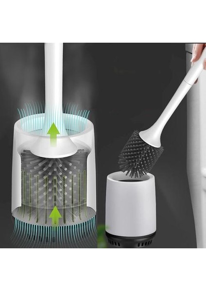 Silikon Tuvalet Fırçası 360 ° Temizleyici ve Tutucu Seti Banyo Wc Klozet Fırça Döşeme Temizleme Aksesuarları | Tuvalet Fırçası Tutucular (Yurt Dışından)