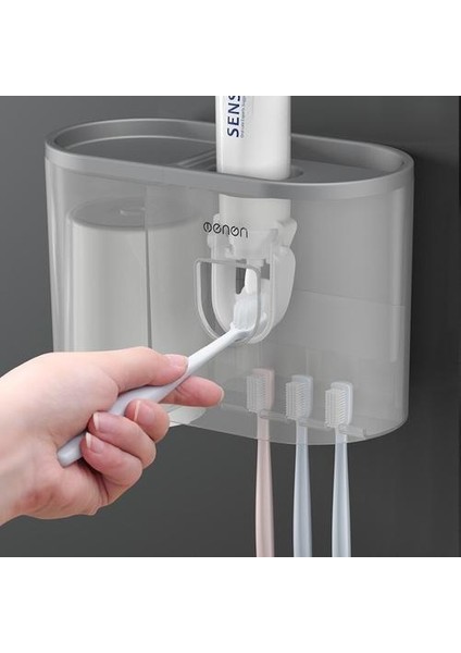 Yaratıcı Tek Kupası Tembel Otomatik Diş Macunu Sıkacağı Yapıştır Diş Fırçası Raf Banyo Gargaşı Kupası Seti | Kupa ve bardak Tutucular (Yurt Dışından)